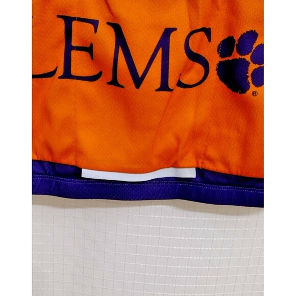 Clemson Tiigers XL Cycling Jersey Orange White Full Zip Pockets Reflector SEE - Picture 8 of 11